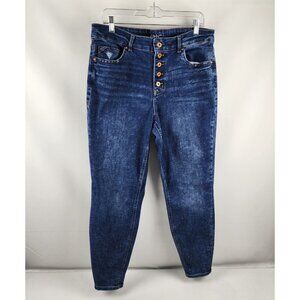 Edgely Jeans Womens 16 Blue High Rise Super Skinny Button Fly (34x29)